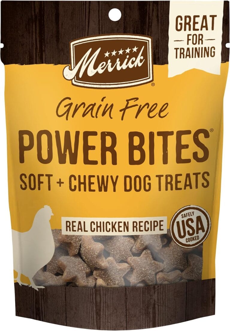 Merrick Power Bites Natural Soft And Chewy Real Meat Dog Treats, Grain Free Snack With Real Chicken Recipe - 6 oz. Bag