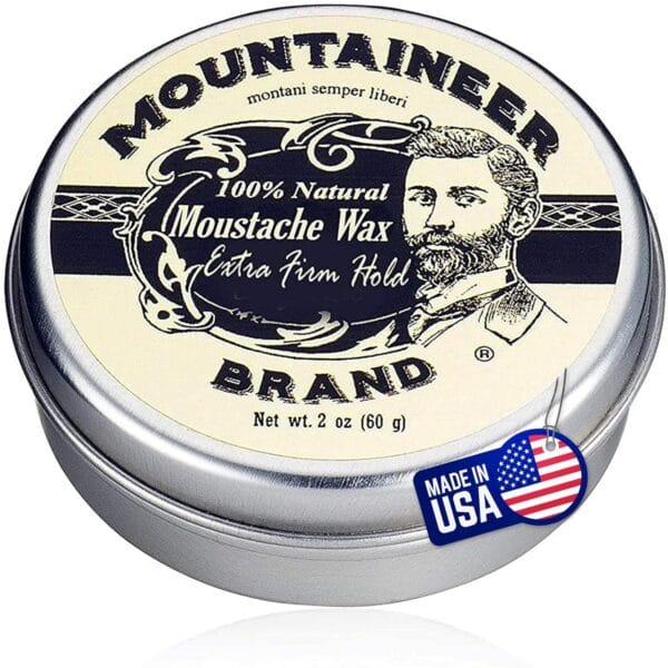 Mountaineer Brand Unscented Natural Mustache Wax | Strong and Extra Firm Hold | Made in West Virginia | Smooths, Conditons, Styles | Organic Moustache Balm | 2oz