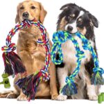 Heavy Duty Dog Rope Toys for Aggressive Chewers, Tough Tug of War Dog Toys for Large, Medium & Small Dogs  5 Pack Including 2 Ropes & 3 Supplies