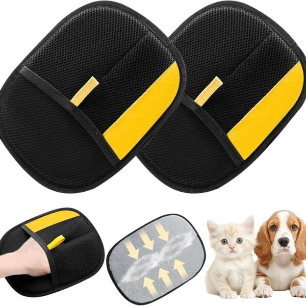 Pet Hair Removal Gloves,Electrostatic Gloves Pet Hair, Efficient Grooming Glove for Cats Dogs, Reusable Pet Hair Removal Tool for Couch, Furniture, Carpet, Curtain (2)