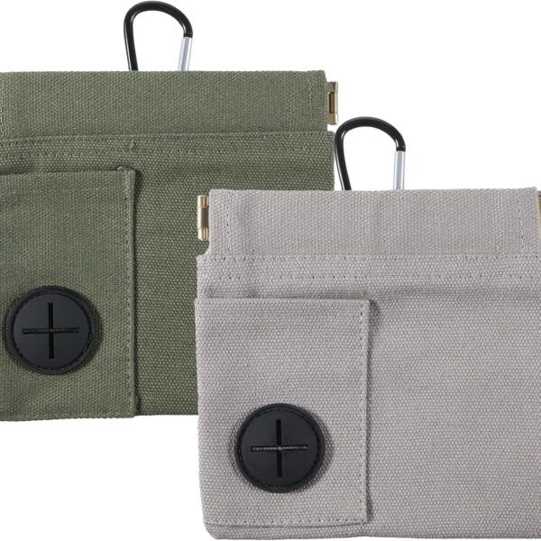 2 Pack Dog Treat Pouch, Portable Hands-Free Puppy Training Treat Bag with Auto-Closing Magnetic Buckle Carabiner, Pet Feed Snack Reward Pouch for Puppy Walking, Outdoor Travel Use (Green, Grey)