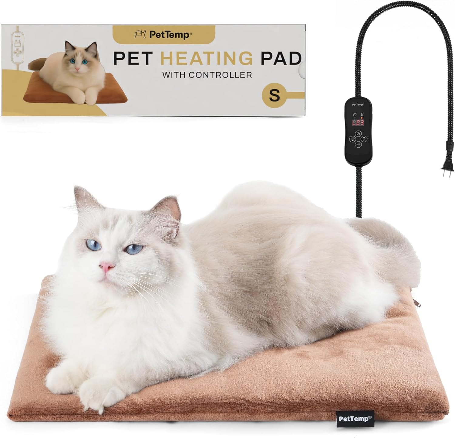 Heated Cat Bed & Pet Heating Pad for Indoor Cats, Dogs, Kittens and Puppies, Waterproof Heated Pet Mat with 5 Adjustable Heat Levels, Timer & Auto Shut Off, Chew Resistant Cord, 16'' x 13'' Heated Cat Bed & Pet Heating Pad for Indoor Cats, Dogs, Kittens and Puppies, Waterproof Heated Pet Mat with 5 Adjustable Heat Levels, Timer & Auto Shut Off, Chew Resistant Cord, 16'' x 13''