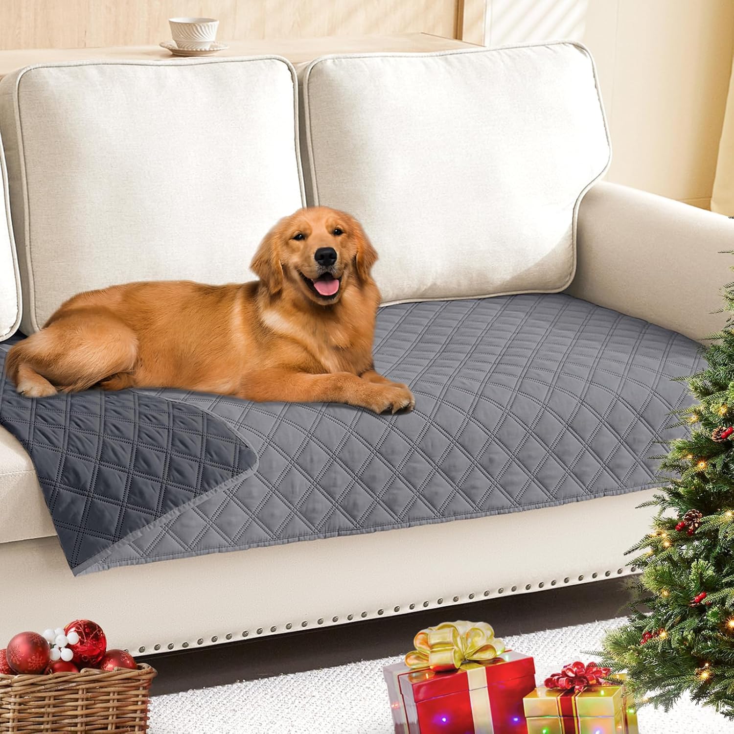Smiry Waterproof Dog Bed Cover Pet Blanket, Soft Washable Dog Blanket for Furniture Bed Couch Sofa Reversible, Checkered (30"x70", Grey/Dark Grey) Smiry Waterproof Dog Bed Cover Pet Blanket, Soft Washable Dog Blanket for Furniture Bed Couch Sofa Reversible, Checkered (30"x70", Grey/Dark Grey)