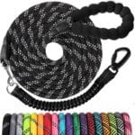 Long Dog Leash 10 FT: Heavy Duty Rope Leashes for Dogs Training with Swivel Lockable Hook Reflective Threads Bungee and Padded Handle - Dog Lead for Large Small Medium Dogs Outside Walking Hiking