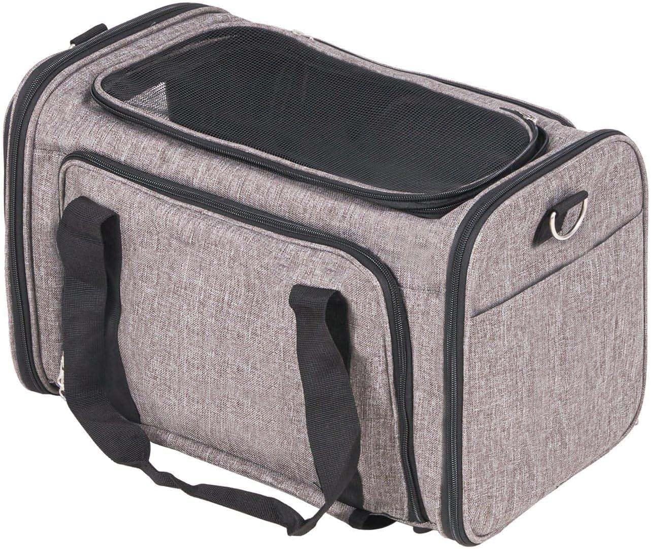 Rolling Pet, Airline Approved with Wheels - Cat Dog Carrier with Telescopic Handle & Folding Bowl - Grey - Up to 25 lbs Rolling Pet, Airline Approved with Wheels - Cat Dog Carrier with Telescopic Handle & Folding Bowl - Grey - Up to 25 lbs