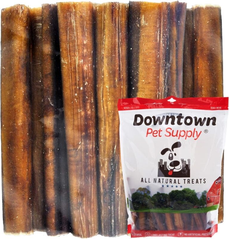 Downtown Pet Supply USA-Made 12", 1 Lb. Jumbo Bully Sticks for Large Dogs - Rawhide Free Dog Chews Long Lasting and Non-Splintering - Single Ingredient, Low Odor Bully Sticks for Medium Dogs