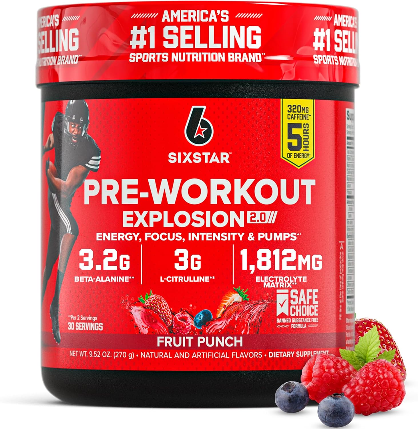 Six Star Pre-Workout Powder for Men & Women, Fruit Punch (30 Servings) - Preworkout Explosion 2.0 Energy Powder Drink Mix with Beta-Alanine & Caffeine - Sports Nutrition Supplement Products Six Star Pre-Workout Powder for Men & Women, Fruit Punch (30 Servings) - Preworkout Explosion 2.0 Energy Powder Drink Mix with Beta-Alanine & Caffeine - Sports Nutrition Supplement Products