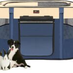 Dog Playpen, Pet Playpen, Foldable Kitten cage Puppy Play Pen, Portable Dog Kennel Tent Crate, Indoor Outdoor Travel Camping Use for Small Animals with Carrying Case (Blue M)
