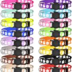 16 PCS Puppy Collars for Litter - Puppy Collars for Small Puppies Paw Print Safety Nylon Glow in The Dark Whelping Litter Collars(Small)