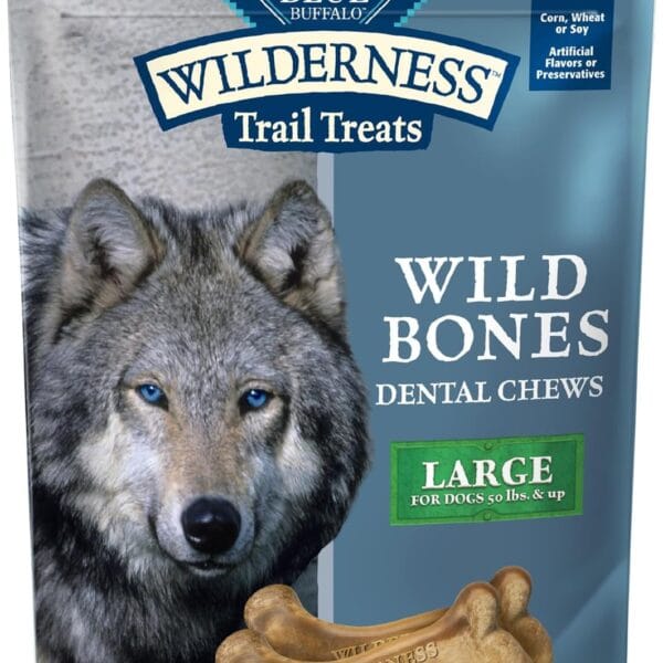 Blue Buffalo Wilderness Wild Bones Grain-Free Dental Chews Dog Treats, Large, 27-oz Bag