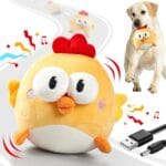 Interactive Dog Toys, Squeaky Moving Ball Toy with Jumping & Music Modes, Rechargeable Plush Chew Toys for Small/Medium/Large Dogs to Keep Puppy Busy Pet Toys (Chick)