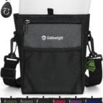 Gobeigo Dog Treat Pouch with Silicone Snack Bag, Front Pocket fits All Phones, 4 Cup Treat Bag with Training Clicker, Upgrade Stronger Magnetic Closure, 3 Ways to Wear Walking Fanny Pack (Gray)