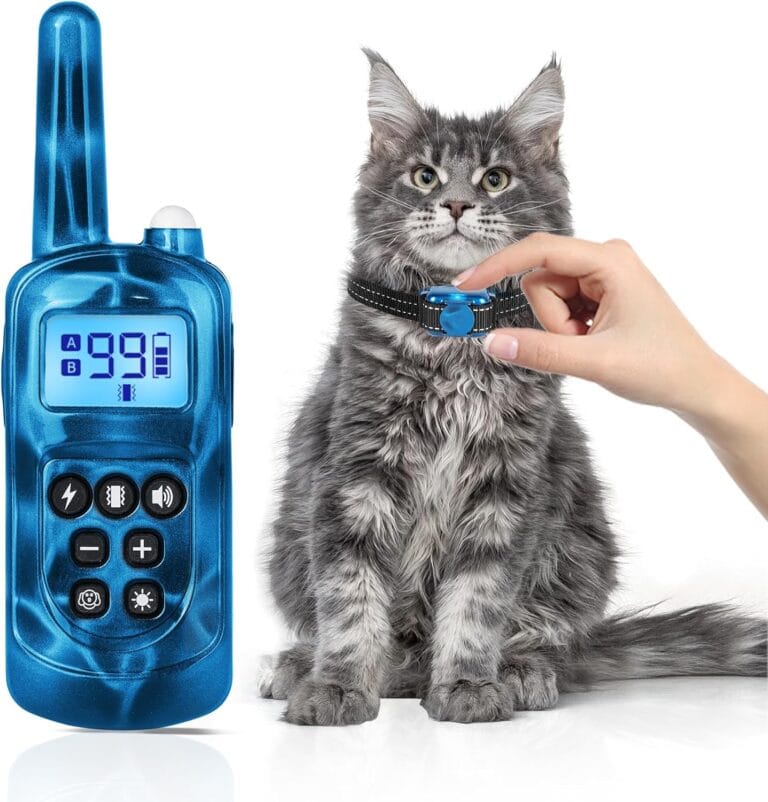 Cat Shock Collar with Remote 2000FT,Ultra-Small Cat Training Collar,Tailored for Cats,3 Training Modes Beep Vibration Shock Mode to Stop Meowing,Waterproof, Effective for Bad BehaviorBlue
