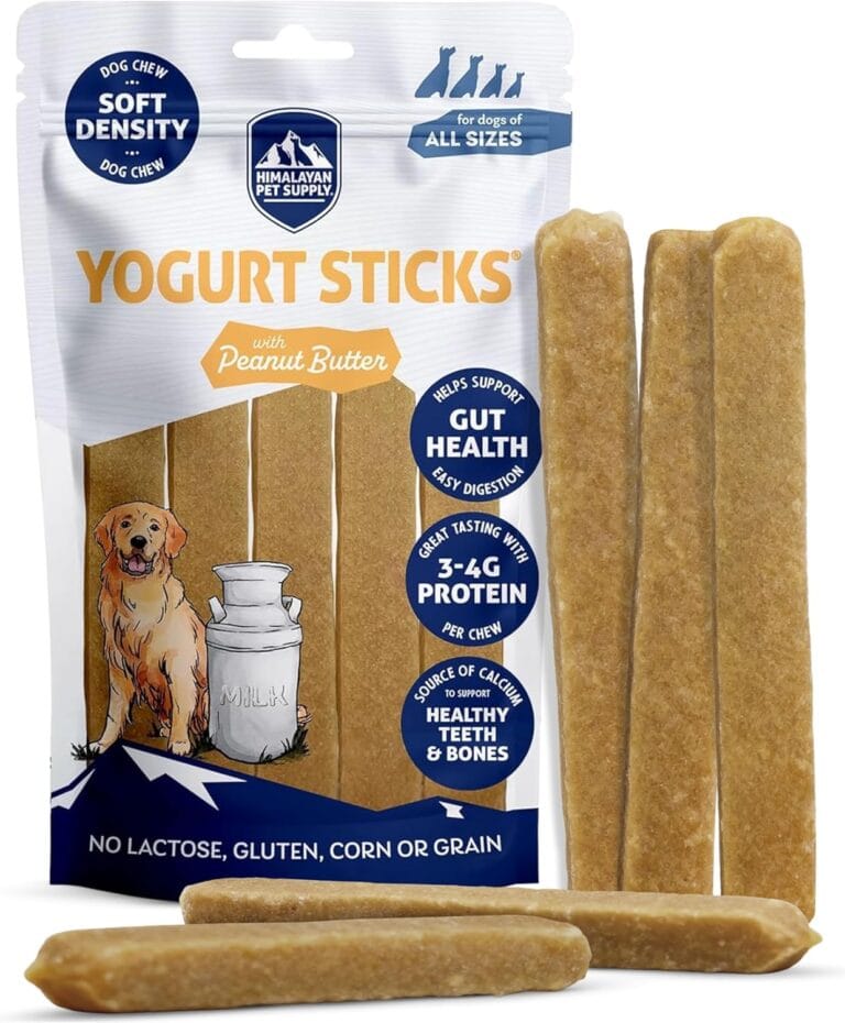 Himalayan Dog Chew Yogurt Sticks, Peanut Butter, Dog Treats With Prebiotics, Probiotics & Protein, Digestive Support, Lactose & Gluten Free, Natural Dog Treat for All Breeds, Made in America, 5 Count