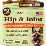 Natural Dog Company Hip & Joint Supplement for Dogs  Supports Mobility, Flexibility & Comfort, Glucosamine, Chondroitin, MSM & Turmeric, Chicken Flavor, 90 Count