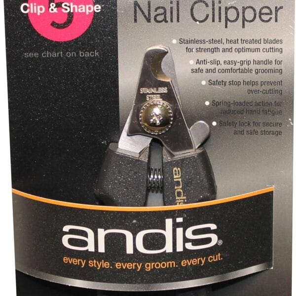 Andis 65260 Premium Animal Nail Cutter for Small Breeds - Stainless Steel Blades with Sharp Efficiency - Designed for Repeated Use & Recommended by Pet Trainers