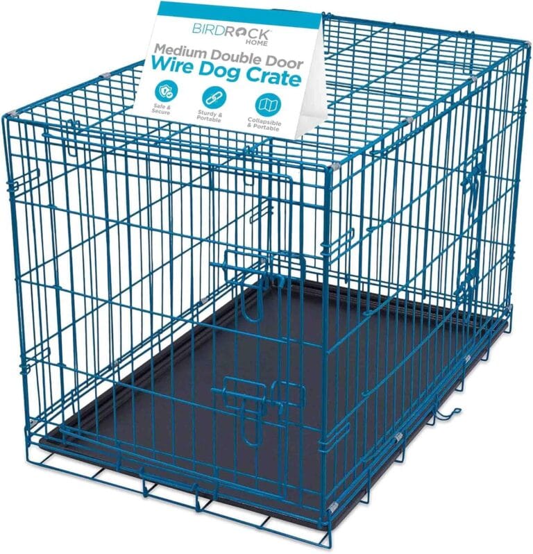 Internet's Best Wire Dog Kennel | Medium (36 Inches) | Double Door Metal Steel Crates | Indoor Outdoor Pet Home | Folding and Collapsible Cage | Blue
