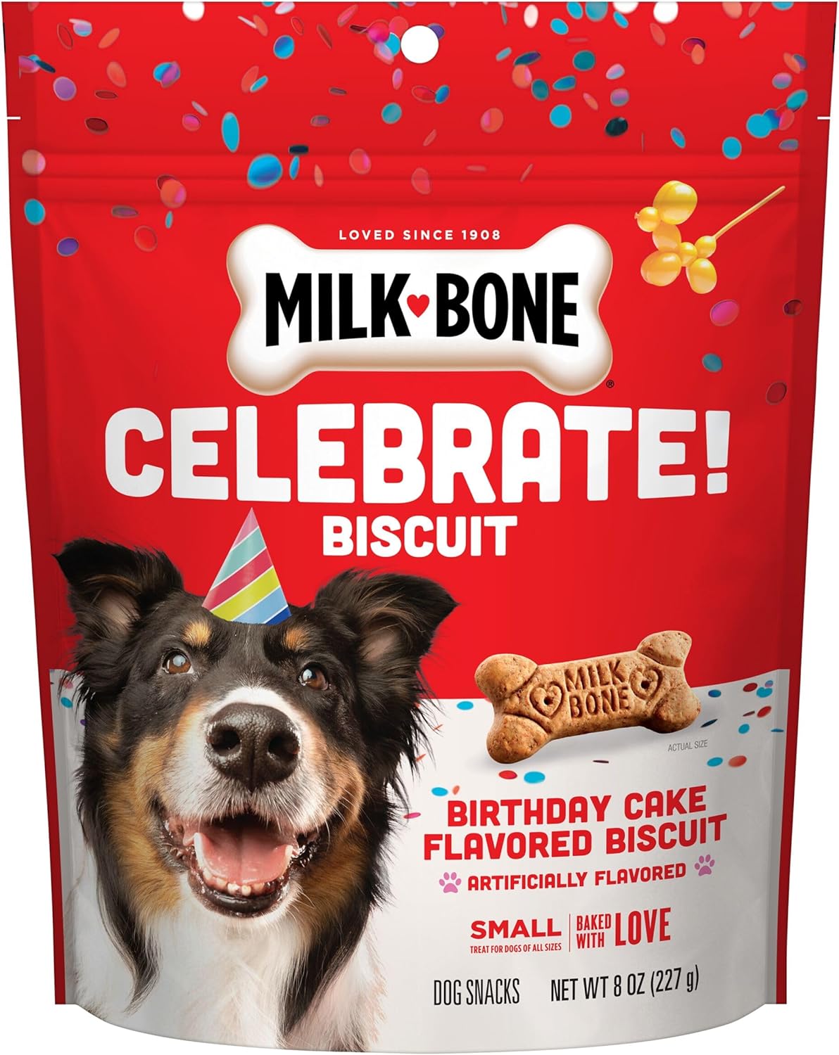 Milk-Bone Celebrate Birthday Cake Artificially Flavored Biscuits, Small Dog Treats, 8 oz. Bag Milk-Bone Celebrate Birthday Cake Artificially Flavored Biscuits, Small Dog Treats, 8 oz. Bag