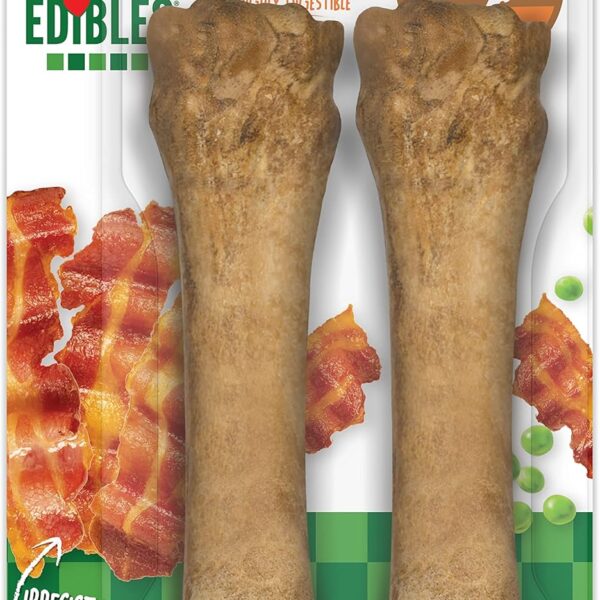 Nylabone Healthy Edibles Natural Dog Chews Long Lasting Bacon Flavor Treats for Dogs, X-Large/Souper (2 Count)