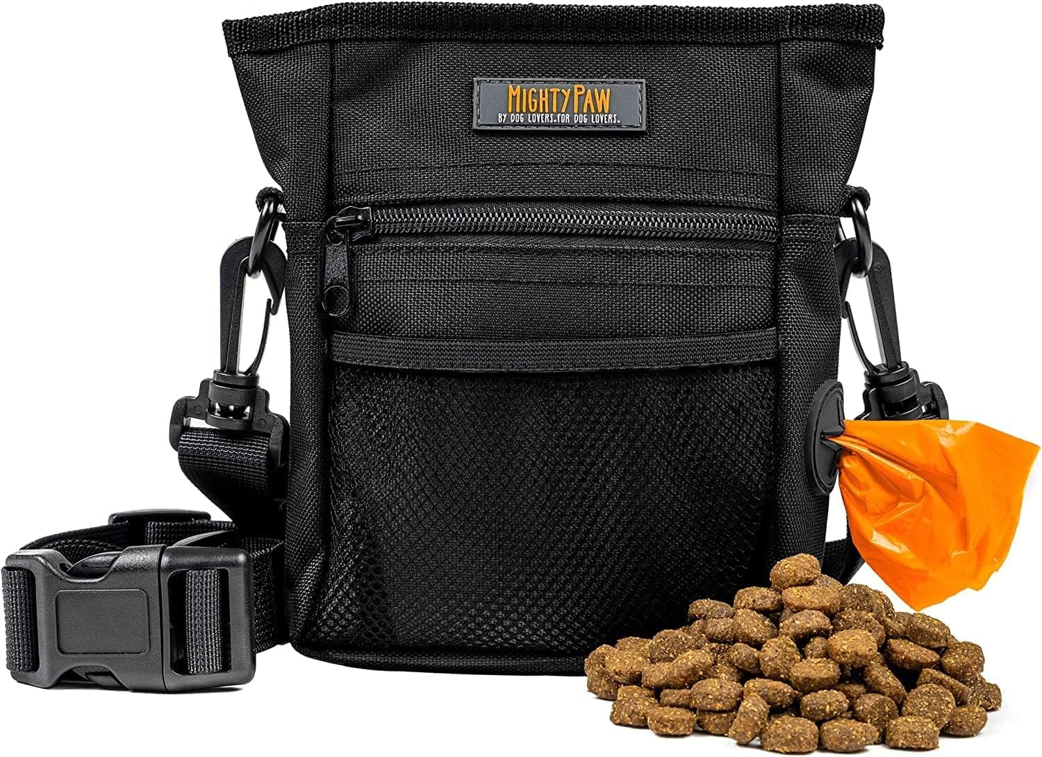 Mighty Paw Dog Treat Pouch | No Spill Magenetic Clasp - Hands-Free Pouches for Training - Pets Training Treat Pouches for Dog Walks - Pet Bags Pouch - Built in Poop Bag Holder - Black Mighty Paw Dog Treat Pouch | No Spill Magenetic Clasp - Hands-Free Pouches for Training - Pets Training Treat Pouches for Dog Walks - Pet Bags Pouch - Built in Poop Bag Holder - Black