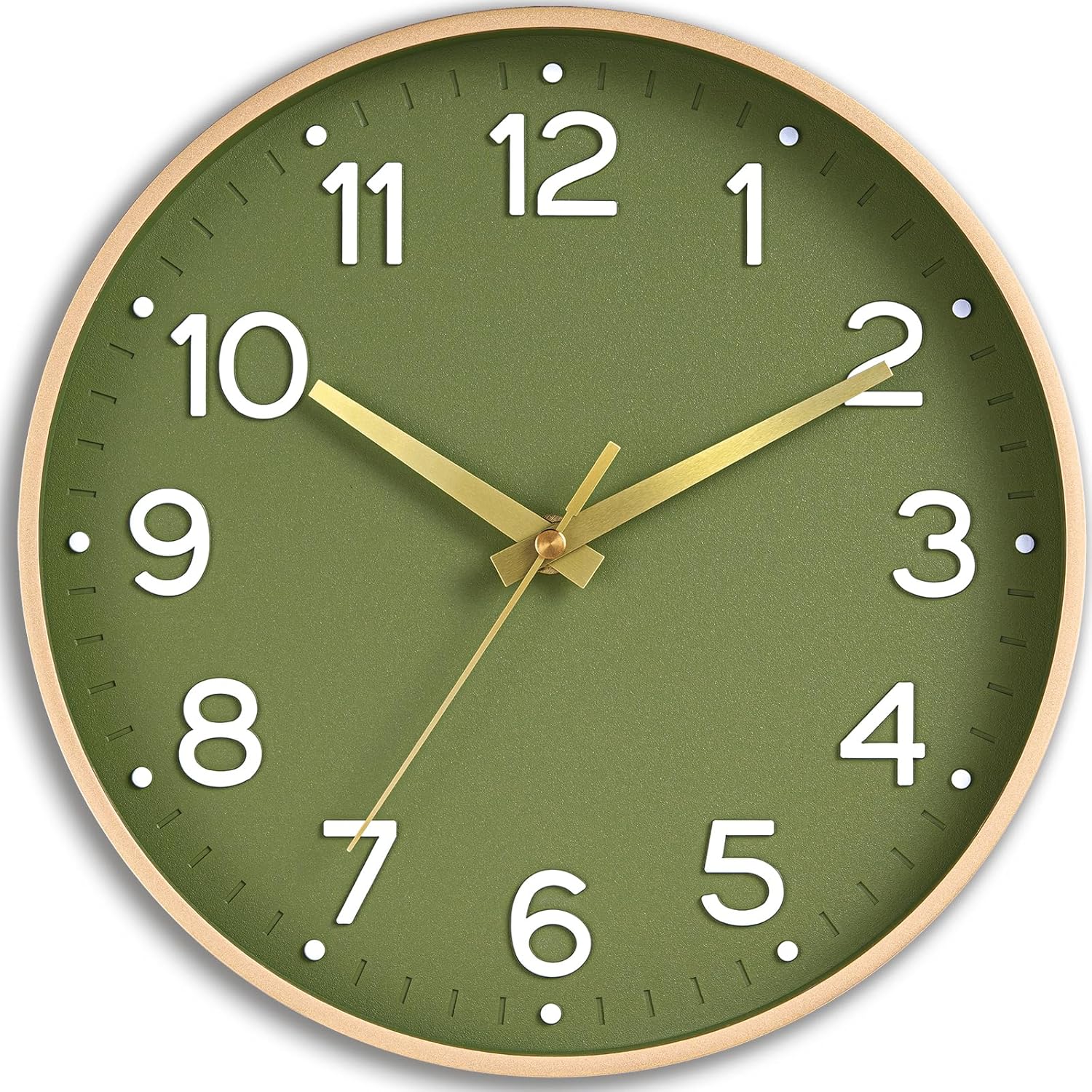Wall Clock 14 Inch Silent Green Wall Clocks Battery Operated- Modern Non Ticking Analog Clock Decorative for Living Room Bedroom Office Kitchen(Gold) Wall Clock 14 Inch Silent Green Wall Clocks Battery Operated- Modern Non Ticking Analog Clock Decorative for Living Room Bedroom Office Kitchen(Gold)