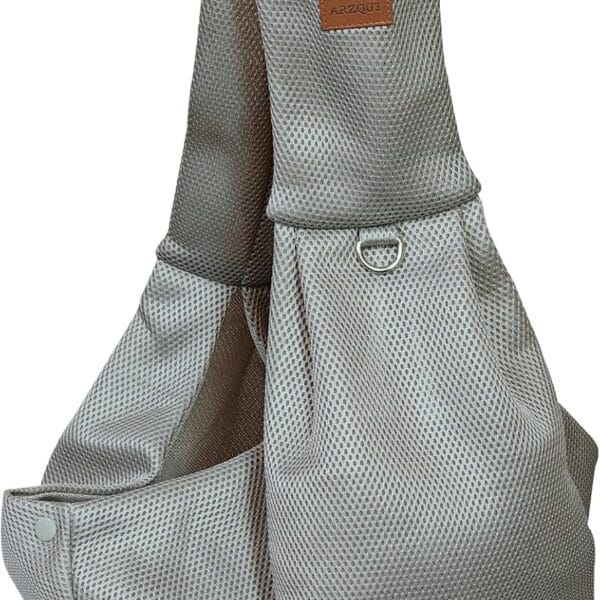 Dog Carrier Sling - Ultra Breathable Reversible Puppy Carrier Purse with Storage Pocket, Travel Safety Harness, Hand-Free Dog Sling Carrier for Carry Small Dogs and Cats, Dog and Cat Harness(Gray)