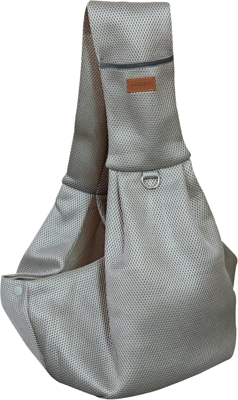 Dog Carrier Sling - Ultra Breathable Reversible Puppy Carrier Purse with Storage Pocket, Travel Safety Harness, Hand-Free Dog Sling Carrier for Carry Small Dogs and Cats, Dog and Cat Harness(Gray)