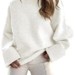ANRABESS Women's Oversized Sweaters 2025 Long Sleeve Fuzzy Knit Casual Chunky Pullover Sweater Fall Outfits Clothes