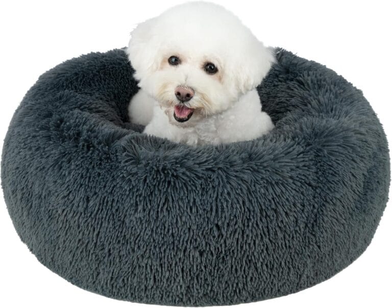 Best Pet Supplies Dog House Bed Crate Mat Tent Indoor Round Soft Plush for Small, Medium, and Large Breeds - Gray, 24 x 24 x 7