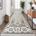 Kitchen Runner Rug Non-Slip Hallway Runner Rugs, 2.6 x 8ft Faux Wool Carpet Vintage Washable Area Rugs Runner with Rubber Backing for Hallway, Kitchen, Entryway, Living Room, Bedroom, Laundry