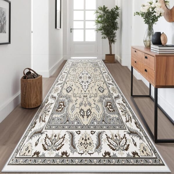 Kitchen Runner Rug Non-Slip Hallway Runner Rugs, 2.6 x 8ft Faux Wool Carpet Vintage Washable Area Rugs Runner with Rubber Backing for Hallway, Kitchen, Entryway, Living Room, Bedroom, Laundry