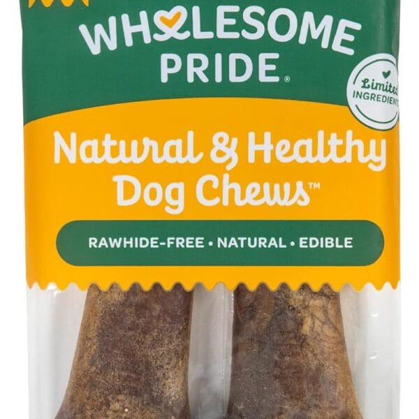 Wholesome Pride Natural & Healthy Pumpkin Highly Digestible Dog Chews, Made in The USA, Large - 2 Pack