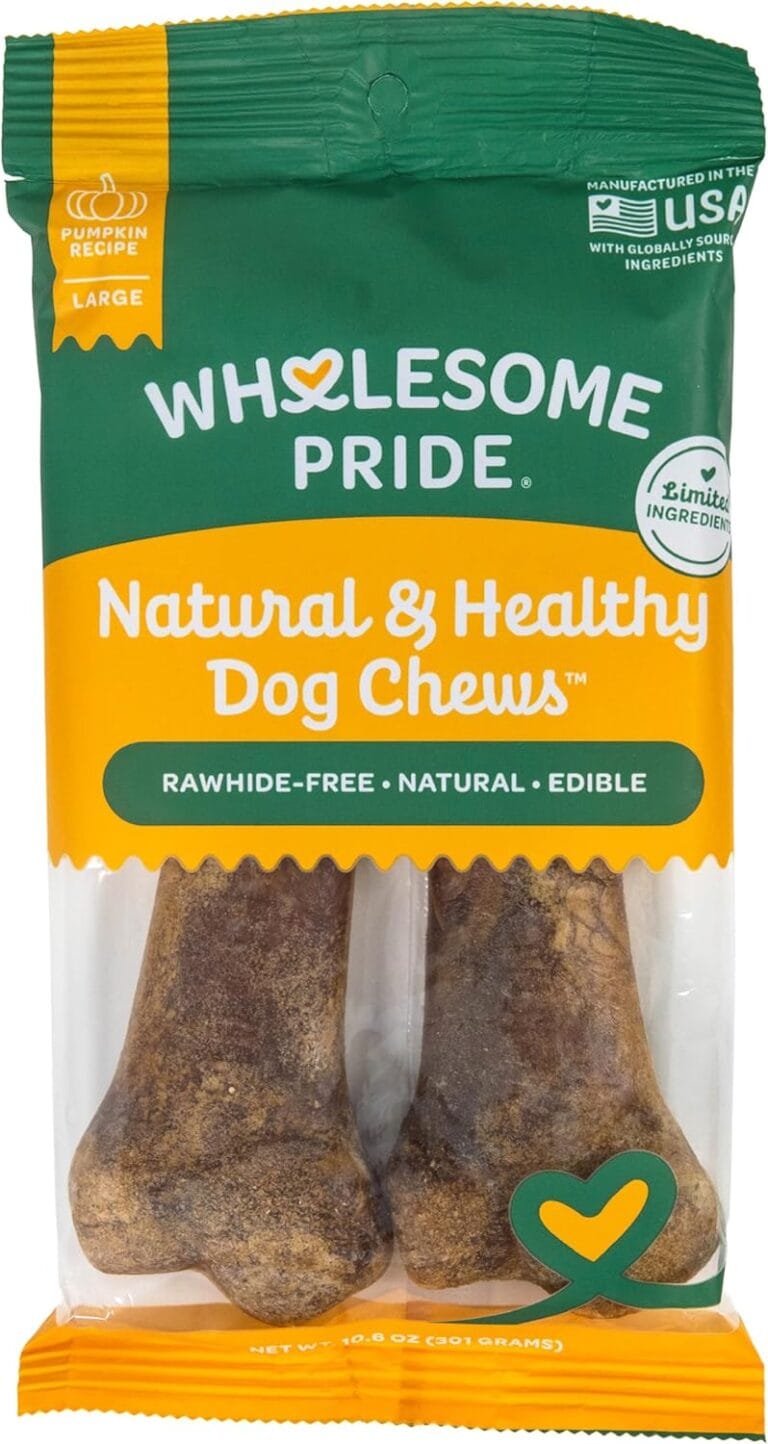 Wholesome Pride Natural & Healthy Pumpkin Highly Digestible Dog Chews, Made in The USA, Large - 2 Pack