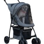 Pet Gear Happy Trails Lite Pet Stroller for Cats/Dogs, Zipper Entry, Easy Fold with Removable Liner, Safety Tether, Storage Basket