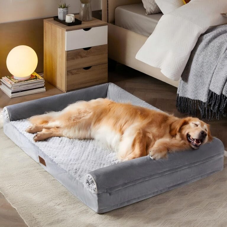 WNPETHOME Orthopedic Dog Beds for Extra Large Dogs, Waterproof Memory Foam XL Pet Bed with Sides, Non-Slip and Egg-Crate Foam Big Dog Couch Bed with Washable Removable Cover, Grey