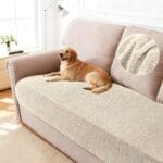 Plush Chenille Couch Cover for Dogs Washable Non Slip Sofa Covers for 3 Cushion Couch Pet Friendly Couch Covers For Sofa Soft Fuzzy Sofa Furniture Protector Covers for Dog (35" x 82", Ivory)
