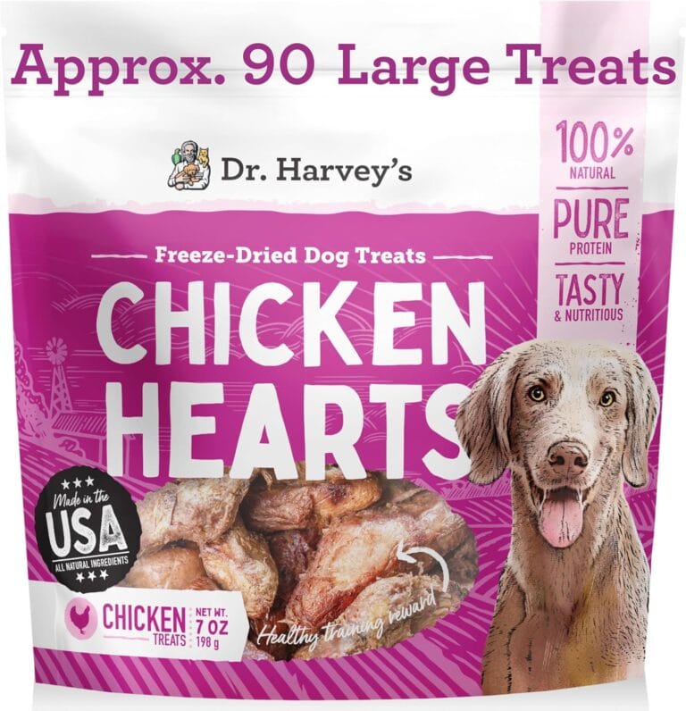 Dr. Harvey's Freeze-Dried Chicken Hearts - Training Dog Treats, Single Ingredient, All-Natural USA Sourced Protein, Allergen-Free - 7 Ounces (Pack of 1)
