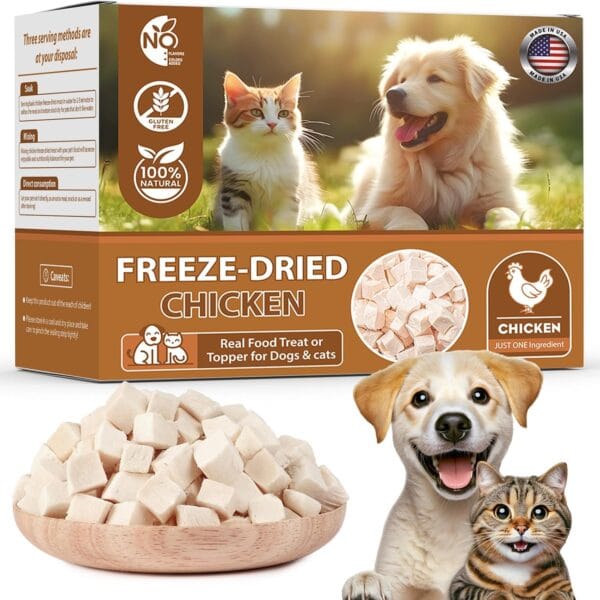 Freeze Dried Chicken,Freeze Dried Chicken Dog Treats Natural No Additives,Single Ingredient,High Protein,Suitable for All Ages Cats and Dogs,Dehydrated Suitable for Training
