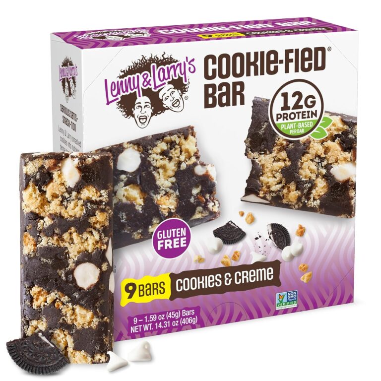 Lenny & Larry's Cookie-fied Protein Bar  Cookies & Creme Vegan Protein Bars 9x45g  Healthy Snacks with 12g Plant Protein & 5g Fiber  Gluten free Power Bar, Keto Friendly, Non-GMO & Vegan