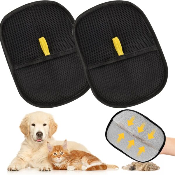 2 Pack Pet Hair Remover Gloves, Electrostatic Grooming Gloves for Dogs & Cats, Double-Sided Deshedding for Furniture, Carpet,The Magic Brush pet Hair Remover