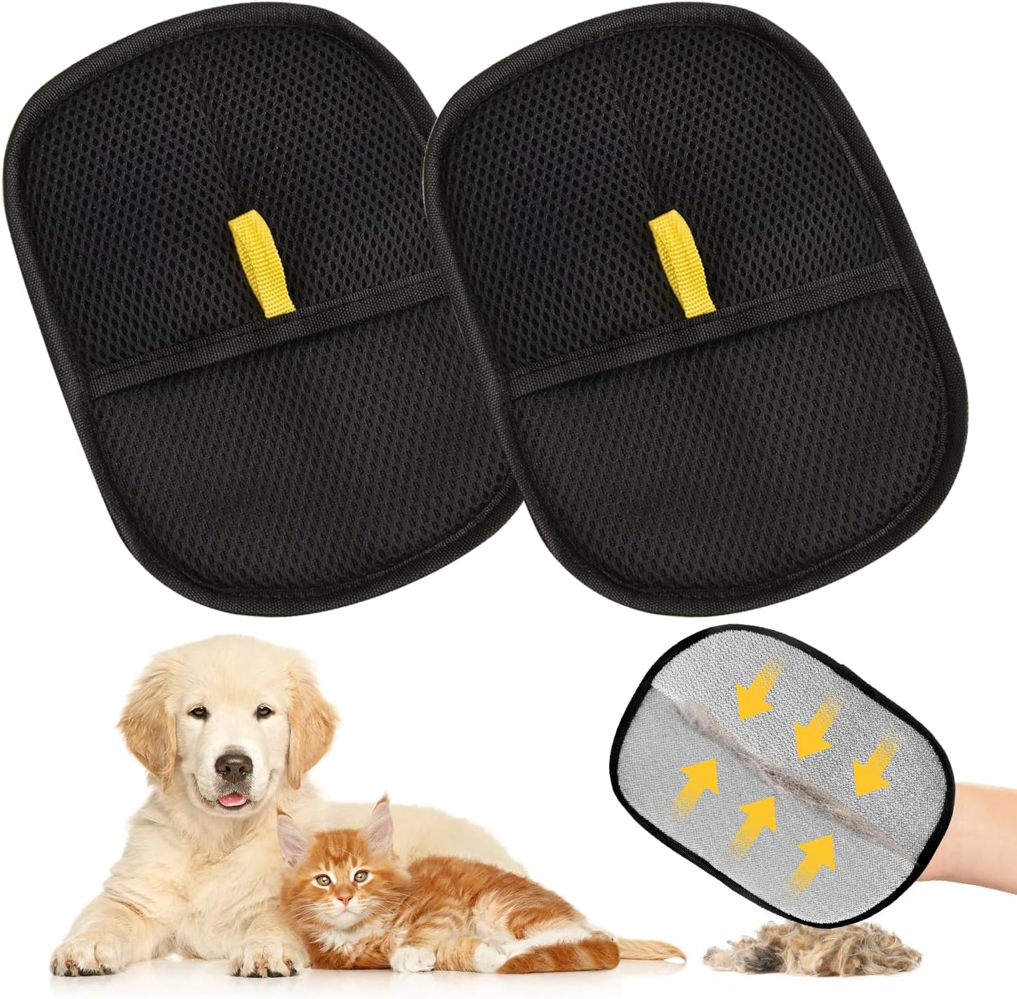 2 Pack Pet Hair Remover Gloves, Electrostatic Grooming Gloves for Dogs & Cats, Double-Sided Deshedding for Furniture, Carpet,The Magic Brush pet Hair Remover 2 Pack Pet Hair Remover Gloves, Electrostatic Grooming Gloves for Dogs & Cats, Double-Sided Deshedding for Furniture, Carpet,The Magic Brush pet Hair Remover