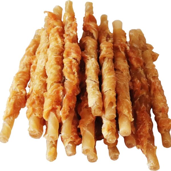 Chicken Wrapped Rawhides for Dogs Treats Puppy Training Snacks Sticks Dog Rawhide Chews All Natural Dog Treats 1lb