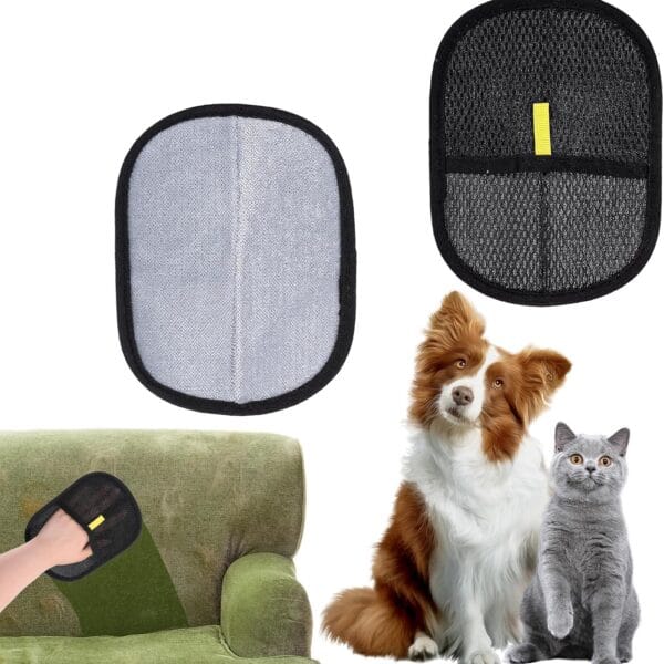 2Pcs Pet Hair Removal Gloves, Electrostatic Pet Hair Remover Washable Dog Cat Grooming Gloves for Pets, Reusable Dogs Cats Hair Glove for Furniture Bed Sheets Couch Clothes Carpet Car Seat