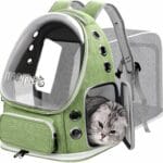 Breathable Cat Bubble Backpack Large Space Pet Carrier Backpack Expandable for Kitty Dog, Foldable Airline Approved Cat Backpack, Transparent PetTravel Backpack Up to 20 lbs (Green) (Green)
