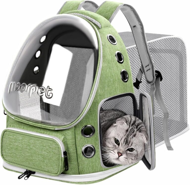 Breathable Cat Bubble Backpack Large Space Pet Carrier Backpack Expandable for Kitty Dog, Foldable Airline Approved Cat Backpack, Transparent PetTravel Backpack Up to 20 lbs (Green) (Green)