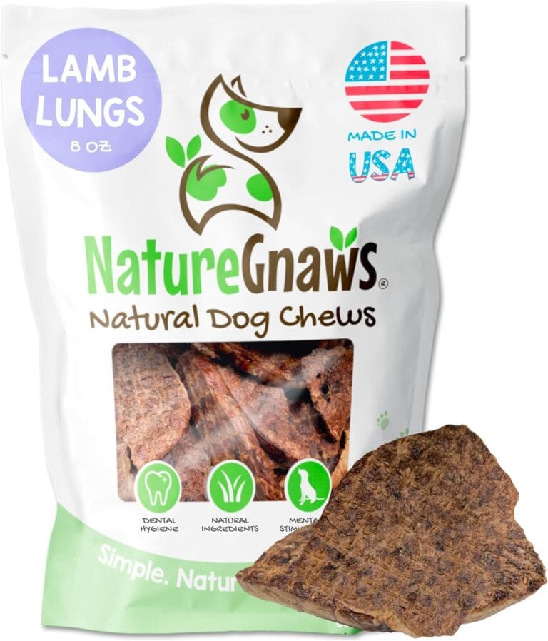 Nature Gnaws USA Lamb Lung Filets for Dogs (8oz) - Single Ingredient Natural Dog Chew Treats  Made in USA - Rawhide Free
