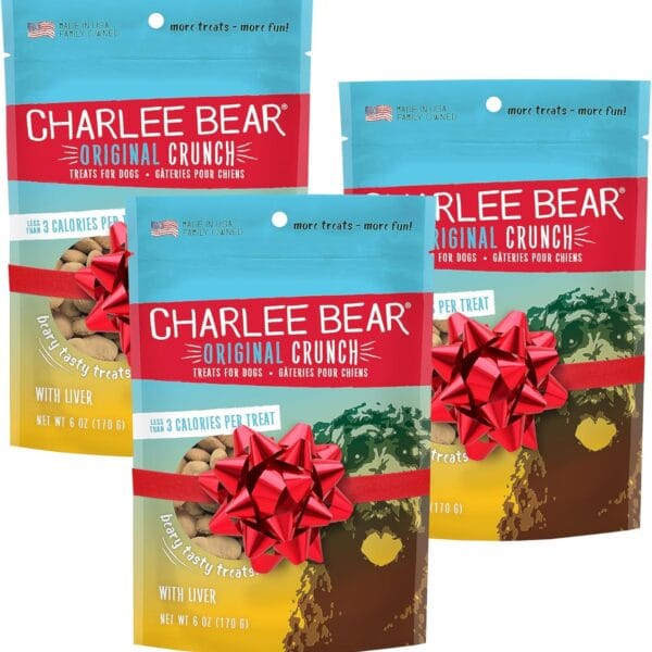 Charlee Bear Original Crunch with Liver Dog Treats, 6 oz (3-Pack) - Made in The USA Natural Training Treats for Dogs