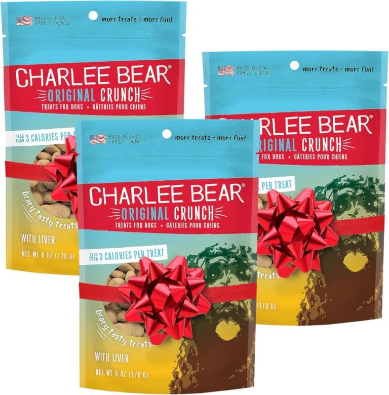 Charlee Bear Original Crunch with Liver Dog Treats, 6 oz (3-Pack) - Made in The USA Natural Training Treats for Dogs
