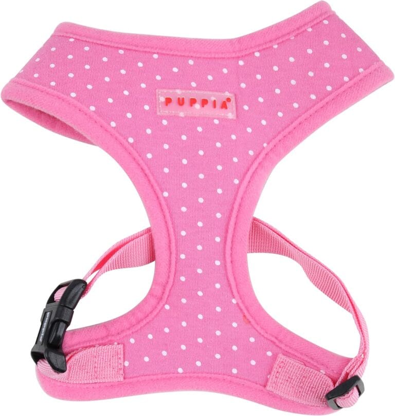 Puppia Dotty Dog Harness Over-The-Head No Pull No Choke Walking Training Adjustable for Small & Medium Dog, Small, Pink