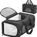 Petsfit Airline Approved Pet Carrier for Small Dogs & Cats, 18x8x11 TSA Approved Carrier, with Removable Dual-Sided Padding (2-Way Placement) - Fits Under Most Airplane Seats, Escape Proof (Black)